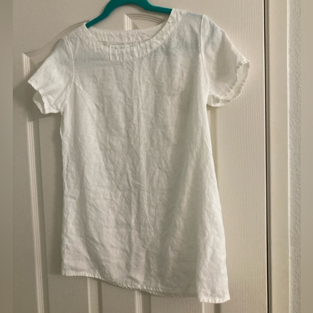 notPERFECTLINEN White Short Sleeve Linen Tee